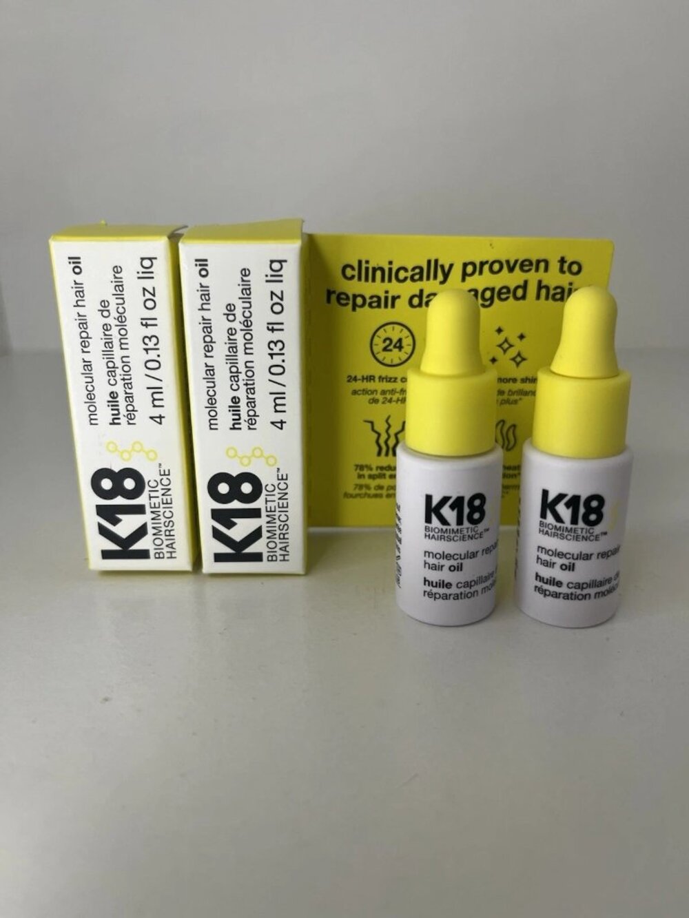 2x K18 Molecular Repair Hair Oil .13 oz Travel Sz Heat Protecting More Shine New